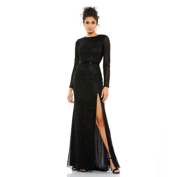 Mac Duggal Dresses & Skirts - NWT $498 MAC DUGGAL BEADED HIGH NECK LONG SLEEVE GOWN WITH DETAILED BELT 5056